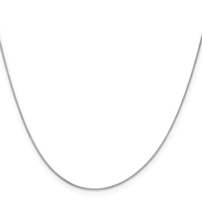 24 Inch 14K White Gold .5mm Baby Box With Lobster Clasp Chain Necklace