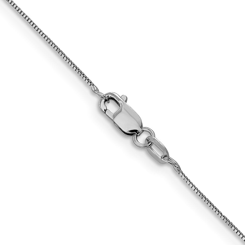 18 Inch 14K White Gold .5mm Baby Box With Lobster Clasp Chain Necklace