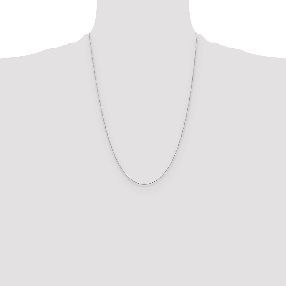 24 Inch 14K White Gold .8mm D/C Wheat Chain Necklace