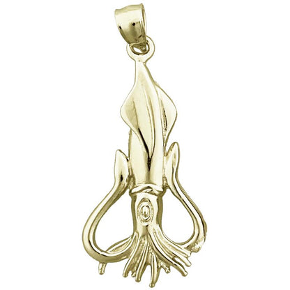 14K Gold Squid Pendant