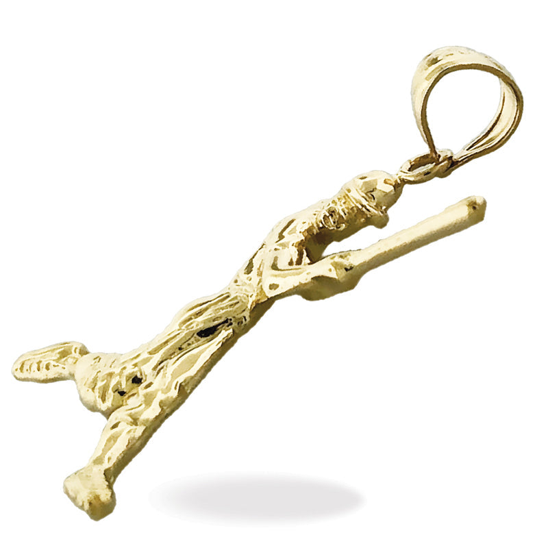 14K Gold Baseball Batter Swinging Pendant