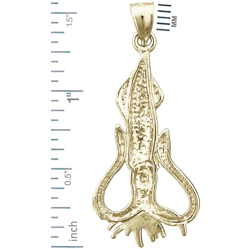 14K Gold Squid Pendant