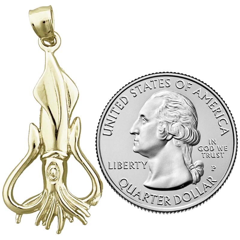 14K Gold Squid Pendant