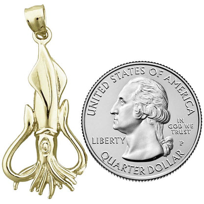 14K Gold Squid Pendant
