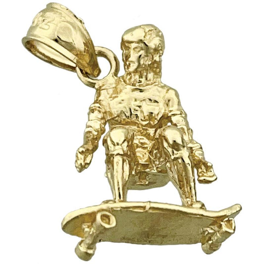 14K Gold 3D Skateboarder Charm