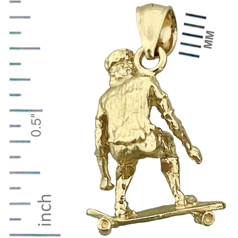 14K Gold 3D Skateboarder Charm