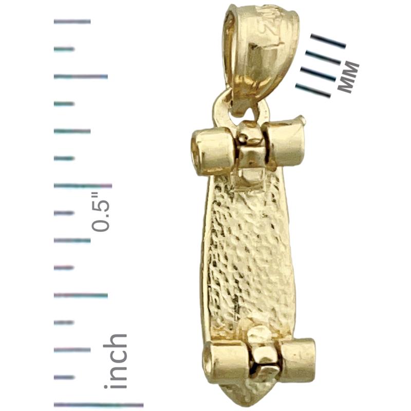 14K Gold 3D Skateboard Charm