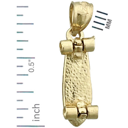 14K Gold 3D Skateboard Charm
