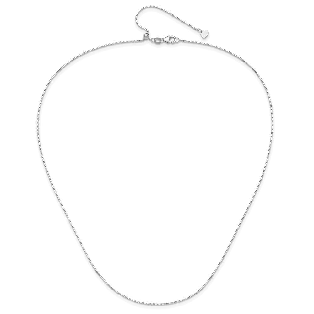 3 Inch 14K White Gold Adjustable .8mm Box Chain Necklace