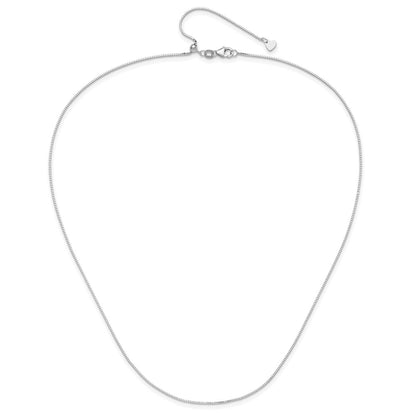 3 Inch 14K White Gold Adjustable .8mm Box Chain Necklace