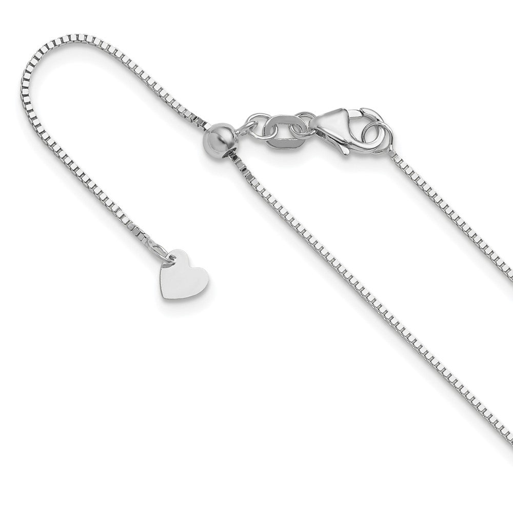 22 Inch 14K White Gold Adjustable .8mm Box Chain Necklace