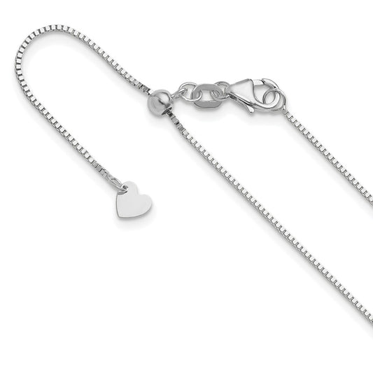 22 Inch 14K White Gold Adjustable .8mm Box Chain Necklace