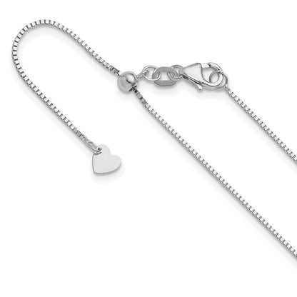 3 Inch 14K White Gold Adjustable .8mm Box Chain Necklace