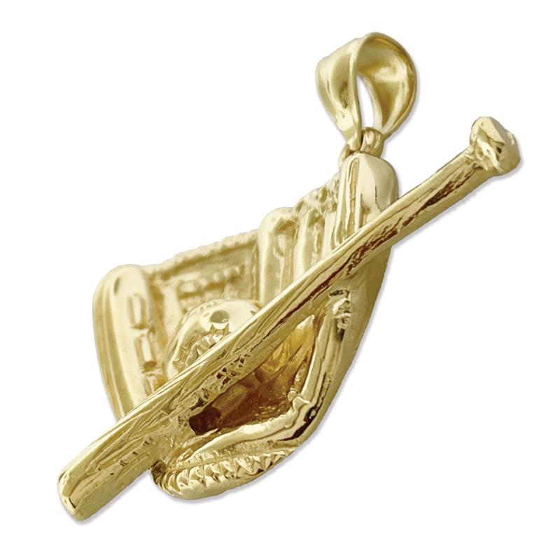 14K Gold Baseball Mitt and Bat Pendant