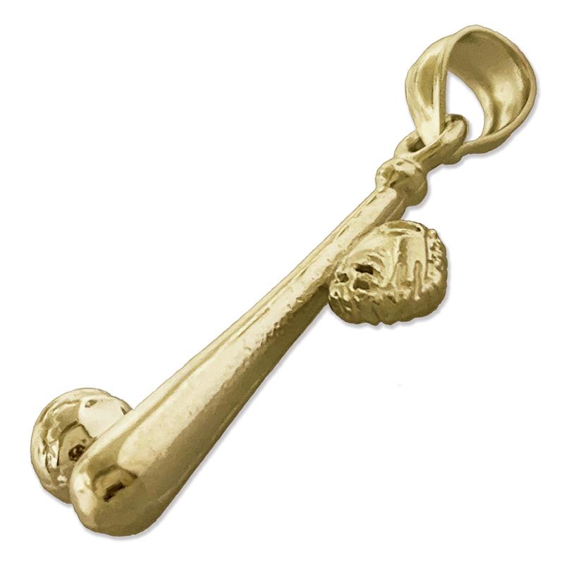 14K Gold 3D Baseball Bat, Ball and Glove Pendant