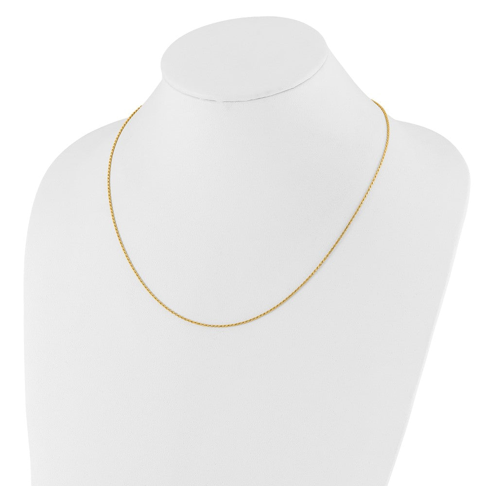 22 Inch 14K Yellow Gold Adjustable 1.2mm D/C Rope Chain Necklace