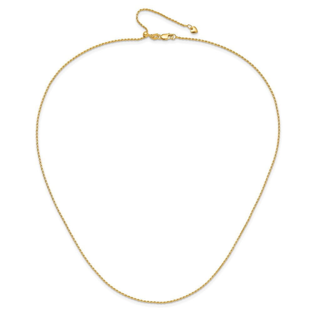 22 Inch 14K Yellow Gold Adjustable 1.2mm D/C Rope Chain Necklace