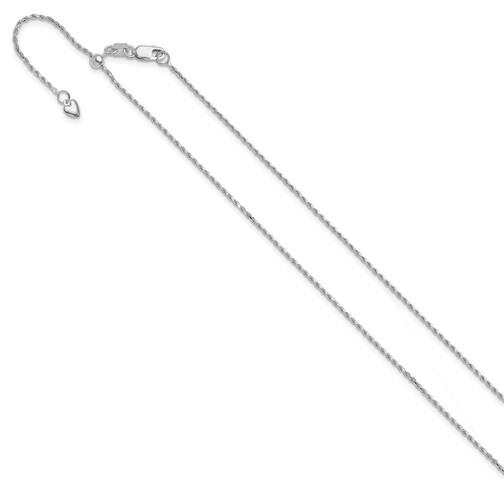 22 Inch 14K White Gold Adjustable 1.2mm D/C Rope Chain Necklace