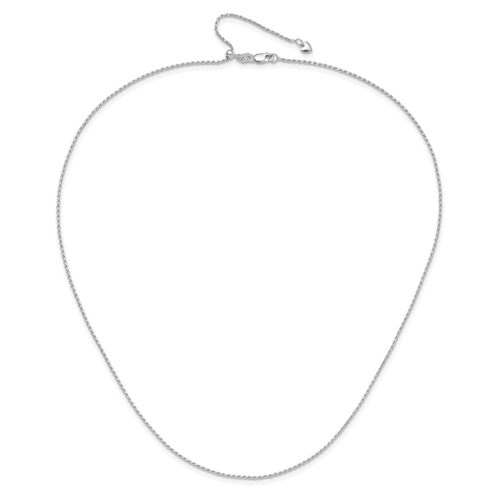22 Inch 14K White Gold Adjustable 1.2mm D/C Rope Chain Necklace