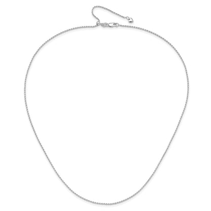 22 Inch 14K White Gold Adjustable 1.2mm D/C Rope Chain Necklace