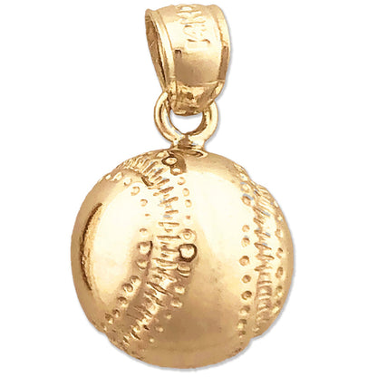 14K Gold Baseball Charm