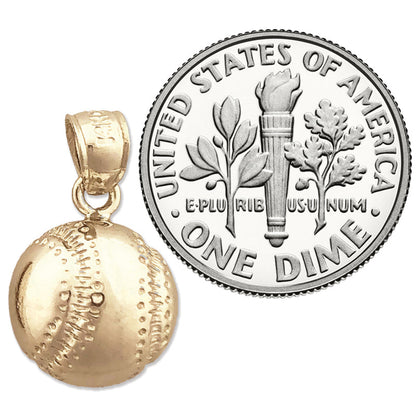 14K Gold Baseball Charm