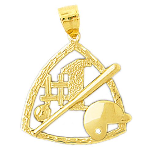 14K Gold #1 Baseball Pendant