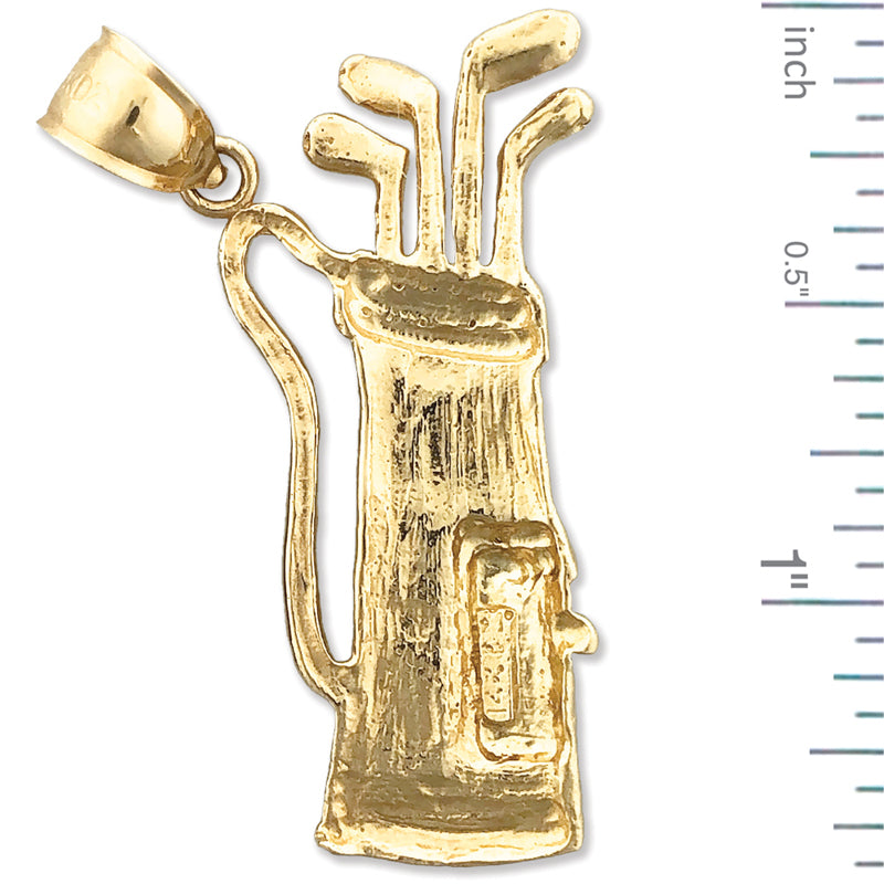 14K Gold 35MM Golf Bag and Clubs Pendant