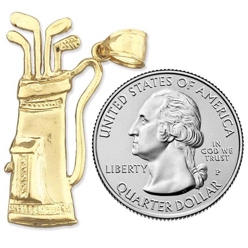 14K Gold 35MM Golf Bag and Clubs Pendant