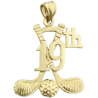 14K Gold 19th Hole Golf Pendant