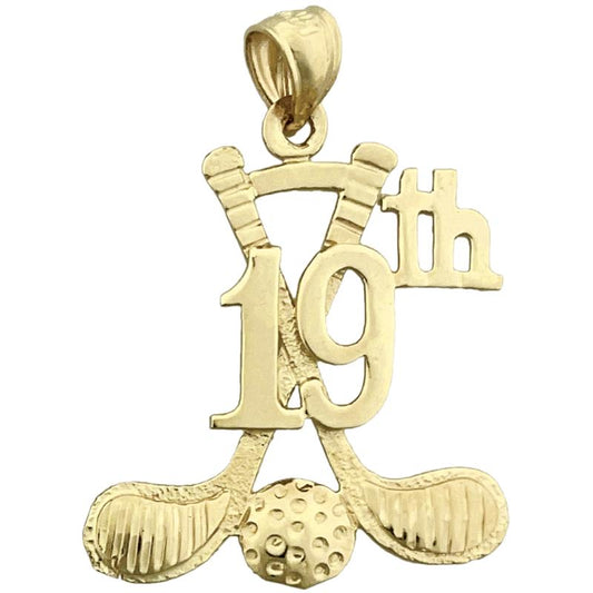 14K Gold 19th Hole Golf Pendant