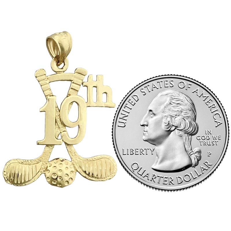 14K Gold 19th Hole Golf Pendant