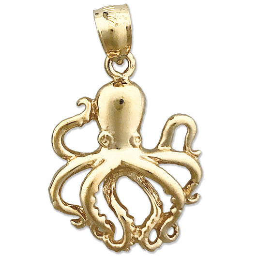 14K Gold 18MM Octopus Charm