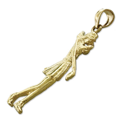 14K Gold Female Golf Player Pendant