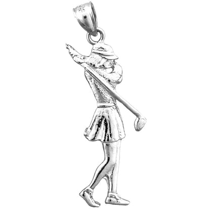 14K Gold Female Golf Player Pendant