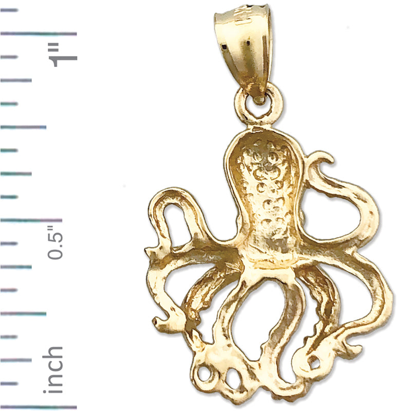 14K Gold 18MM Octopus Charm