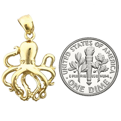 14K Gold 18MM Octopus Charm