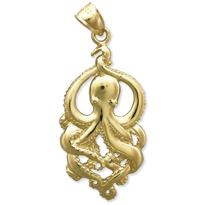 14K Gold Octopus Pendant