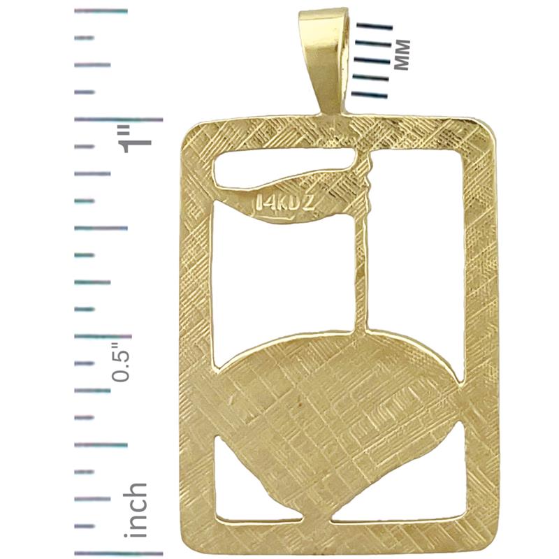 14K Gold Golf Putting Green Framed Pendant