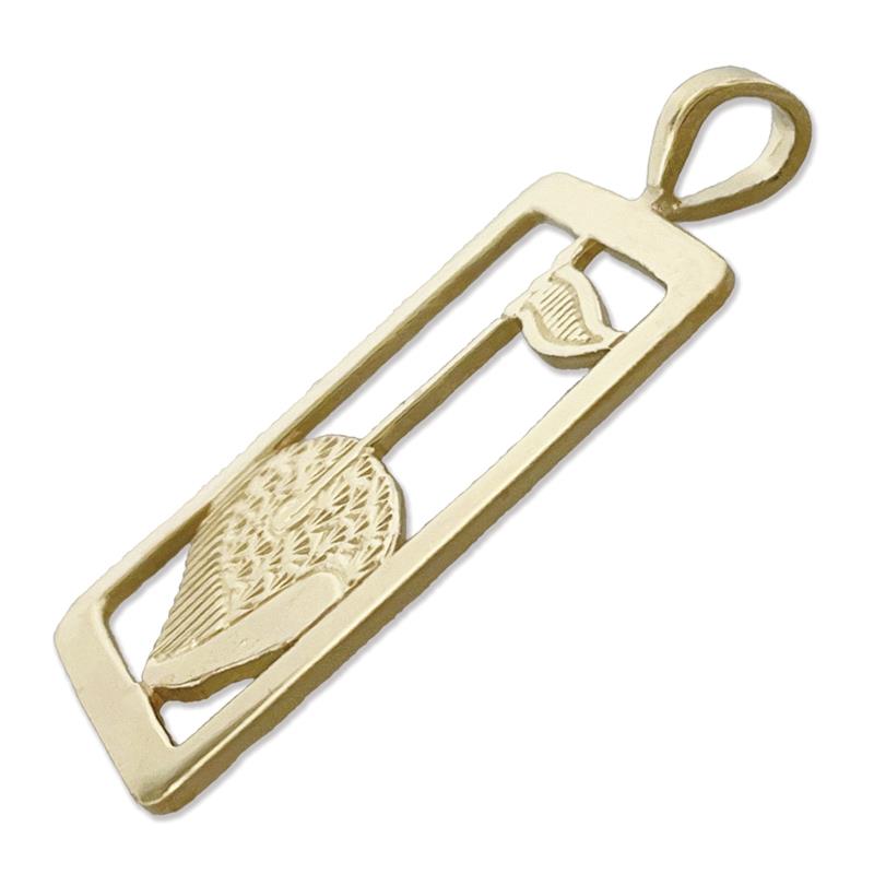 14K Gold Golf Putting Green Framed Pendant