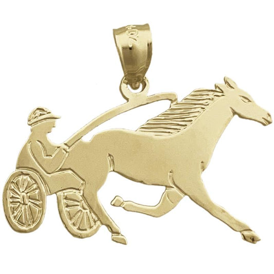 14K Gold Harness Racing Horse Pendant