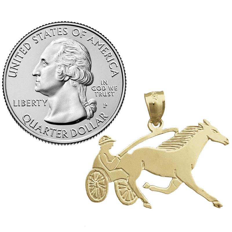 14K Gold Harness Racing Horse Pendant