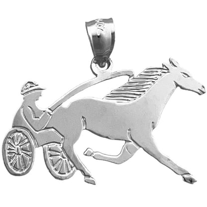 14K Gold Harness Racing Horse Pendant