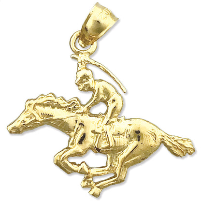 14K Gold Race Horse and Jockey Pendant