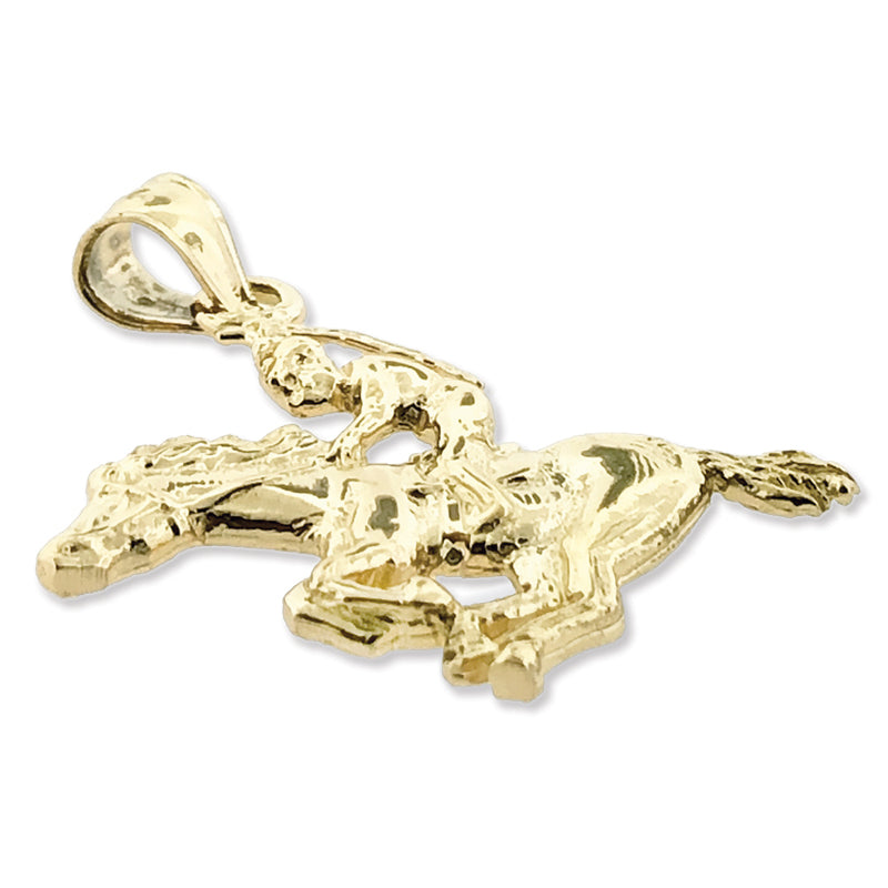 14K Gold Race Horse and Jockey Pendant