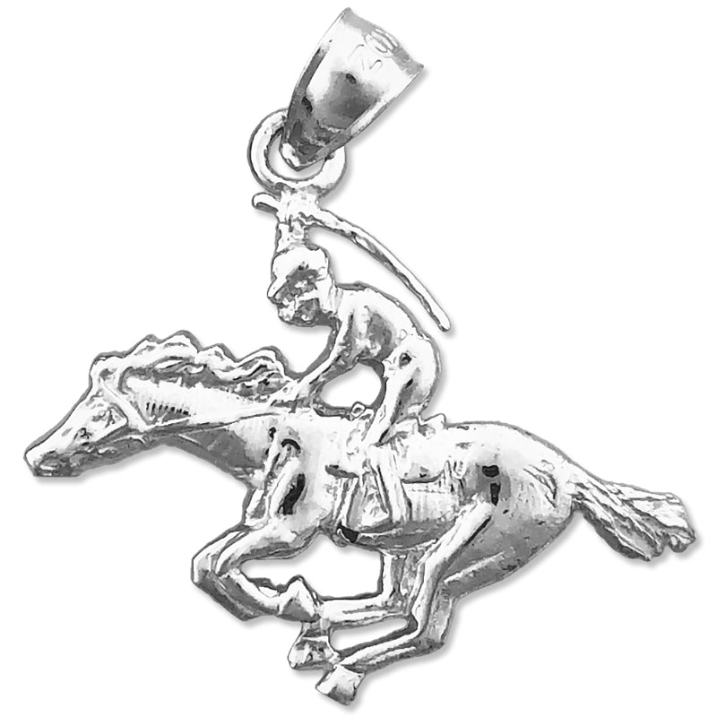 14K Gold Race Horse and Jockey Pendant