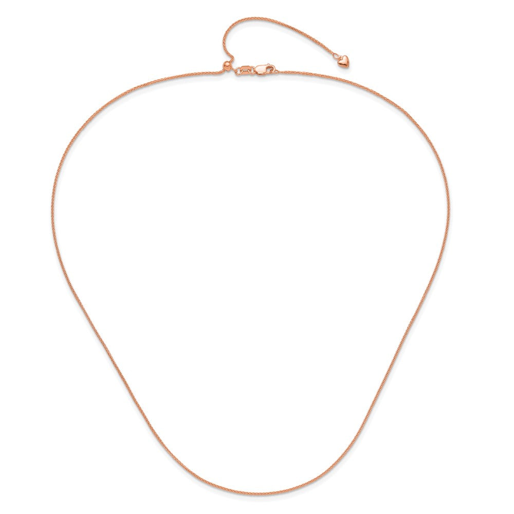 26 Inch 14K Rose Gold Adjustable 1mm Wheat Chain Necklace