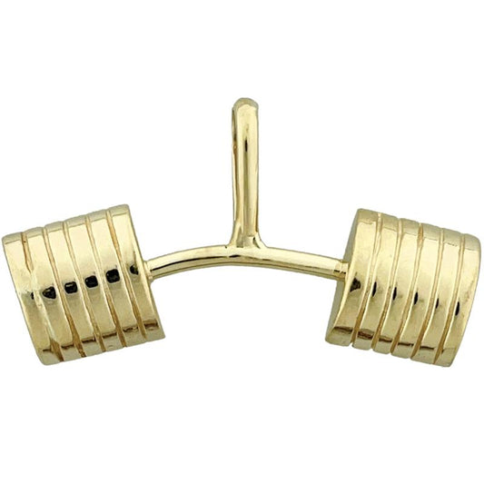 14K Gold Curved Barbell Pendant