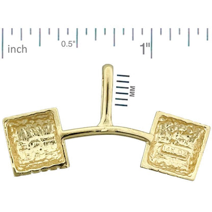 14K Gold Curved Barbell Pendant