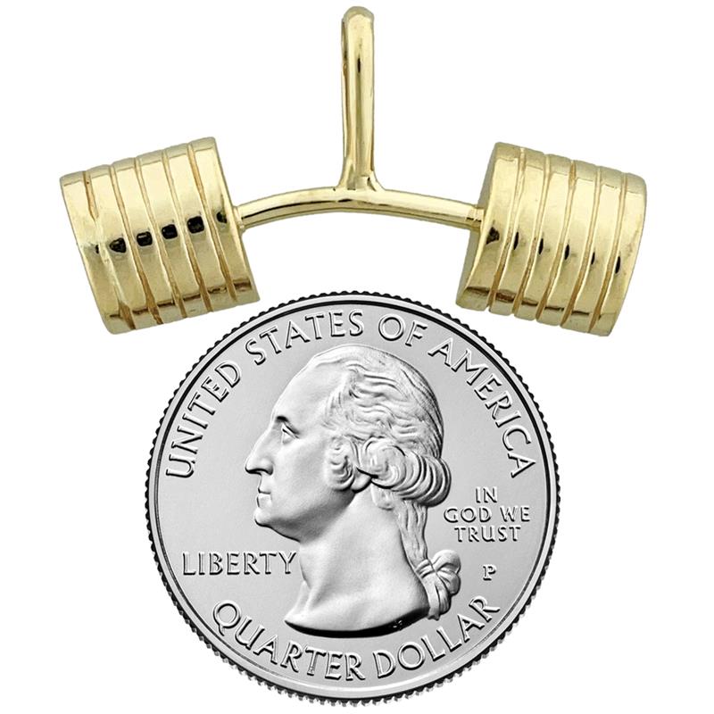 14K Gold Curved Barbell Pendant